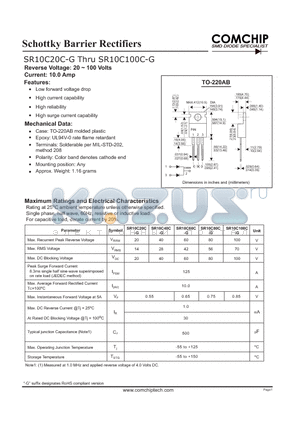 SR10C100C-G datasheet - Schottky Barrier Rectifiers