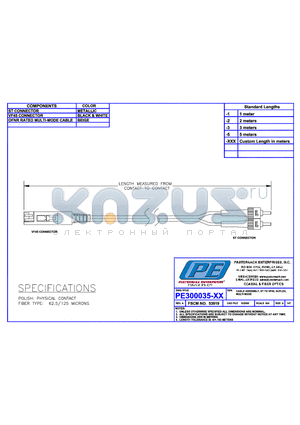 PE300035 datasheet - CABLE ASSSEMBLY ST TO VF45 DUPLEX MULTIMODE