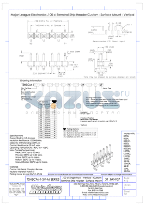 TSHSCM-1-SM datasheet - .100 cl Single Row - Vertical - Custom Terminal Strip Header - Surface Mount