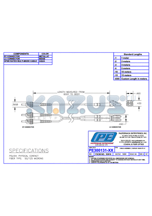 PE300131-2 datasheet - CABLE ASSEMBLY DUPLEX 10GIG ST-LC