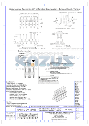 TSHSM-2-DV datasheet - .079 cl Dual Row - Surface Mount Terminal Strip Headers - Vertical