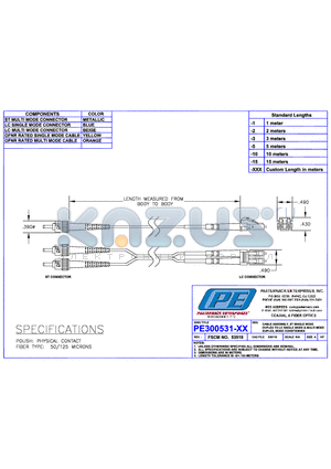 PE300531-1 datasheet - CABLE ASSEMBLY ST SINGLE MODE DUPLEX MODE CONDITIONING