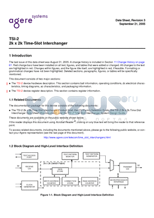 TSI-2 datasheet - 2k x 2k Time-Slot Interchanger
