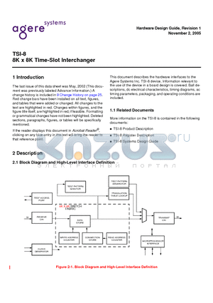 TSI-8 datasheet - 8K x 8K Time-Slot Interchanger