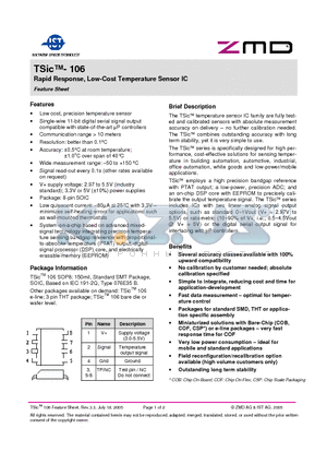 TSIC-106 datasheet - Rapid Response, Low-Cost Temperature Sensor IC