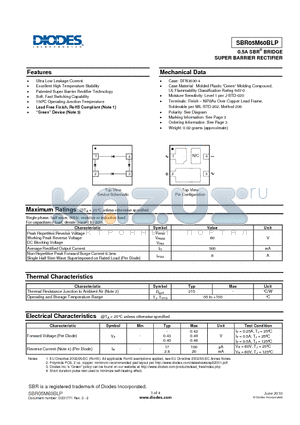 SBR05M60BLP-7 datasheet - SUPER BARRIER RECTIFIER