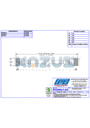 PE3095LF datasheet - CABLE ASSEMBLY RG214/U HN MALE TO HN MALE(LEAD FREE)