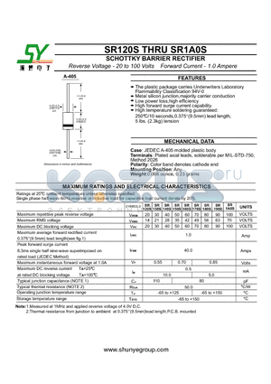 SR130S datasheet - SCHOTTKY BARRIER RECTIFIER