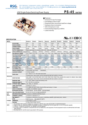 PS-45-24 datasheet - 45W Single Output Switching Power Supply