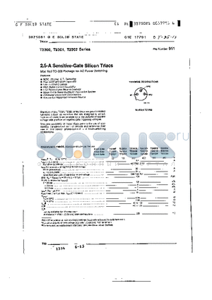 T2300 datasheet - SENSITIVE GATE SILICON TRIACS