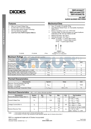 SBR10U200CT_08 datasheet - 10A SBR^ SUPER BARRIER RECTIFIER