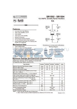 SR1504 datasheet - 15.0 AMP. Schottky Barrier Rectifiers