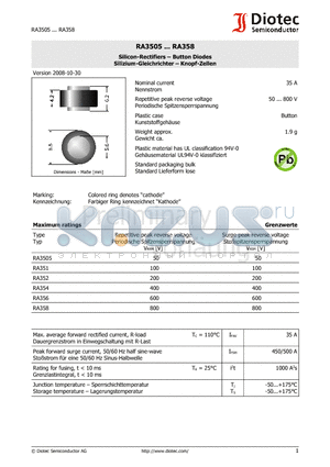 RA358 datasheet - Silicon-Rectifiers - Button Diodes