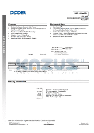 SBR15U30SP5 datasheet - SUPER BARRIER RECTIFIER High Thermal Reliability