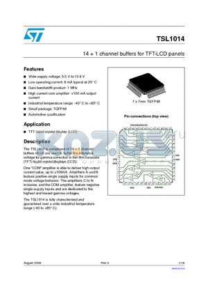 TSL1014 datasheet - 14  1 channel buffers for TFT-LCD panels
