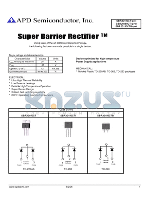 SBR20150CB datasheet - SUPER BARRIER RECTIFIER