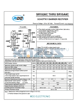 SR1520C datasheet - SCHOTTKY BARRIER RECTIFIER