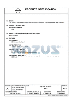 PS-89675-346 datasheet - PS-89675-3460 SMA