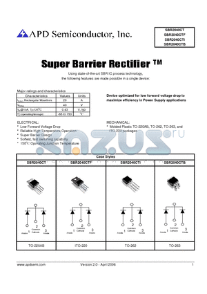 SBR2040CT datasheet - Super Barrier Rectifier