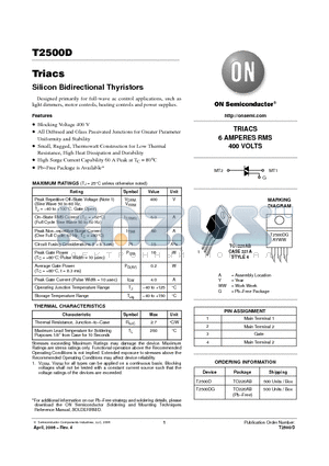 T2500D datasheet - Silicon Bidirectional Thyristors