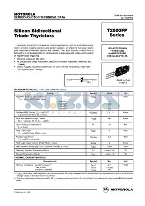 T2500MFP datasheet - ISOLATED TRIACs THYRISTORS 6 AMPERES RMS 200 thru 800 VOLTS