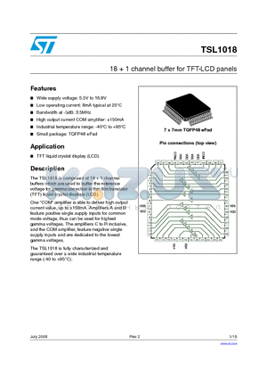 TSL1018IFT datasheet - 18  1 channel buffer for TFT-LCD panels