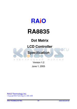 RA8835 datasheet - Dot Matrix LCD Controller Specification