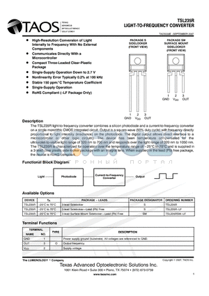 TSL235R-LF datasheet - LIGHT-TO-FREQUENCY CONVERTER