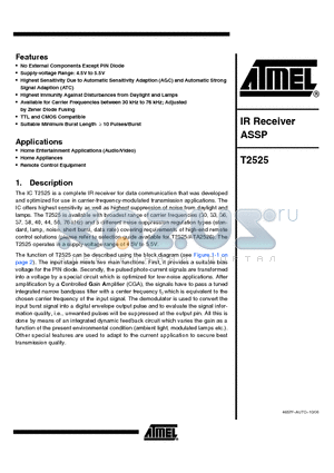 T2525_06 datasheet - IR Receiver ASSP