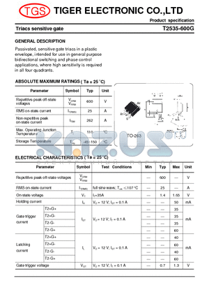 T2535-600G datasheet - Triacs sensitive gate