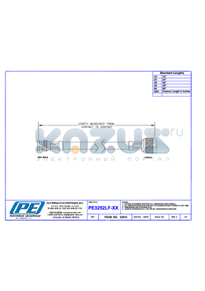 PE3252LF datasheet - UNLESS OTHERWISE SPECIFIED ALL DIMENSIONS ARE NOMINAL