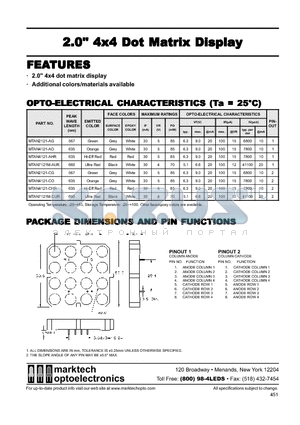 MTAN2121-AG datasheet - 2.0 4x4 Dot Matrix Display