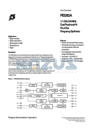 PE3282A datasheet - 1.1 GHz/510 MHz Dual Fractional-N PLL IC for Frequency Synthesis