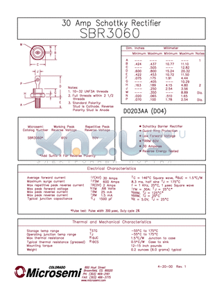 SBR3060 datasheet - 30 Amp Schottky Rectifier