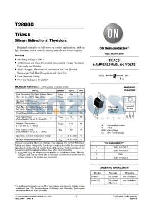 T2800D_06 datasheet - Silicon Bidirectional Thyristors