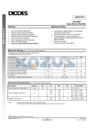 SBR30U30CT datasheet - 30A SBR^ Super Barrier Rectifier