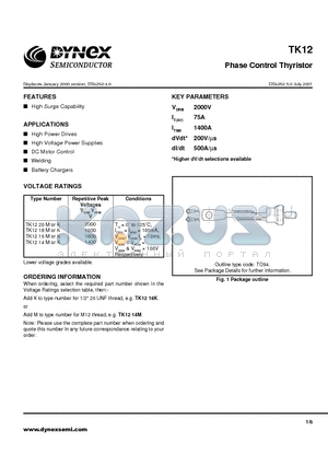 TK1218M datasheet - Phase Control Thyristor