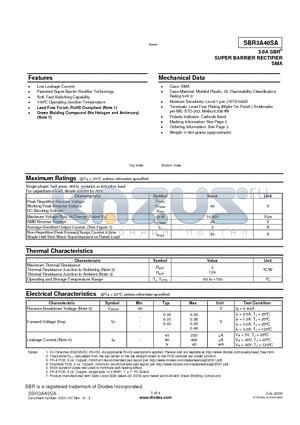 SBR3A40SA-13 datasheet - 3.0A SBR^ SUPER BARRIER RECTIFIER SMA