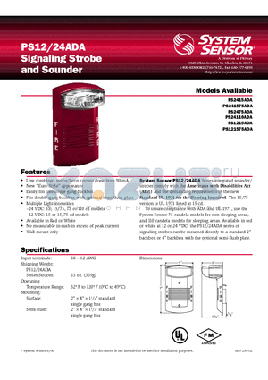 PS-FP datasheet - Signaling Strobe and Sounder