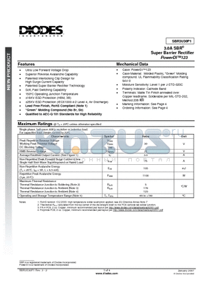 SBR3U30P1 datasheet - 3.0A SBR Super Barrier Rectifier PowerDI TM 123