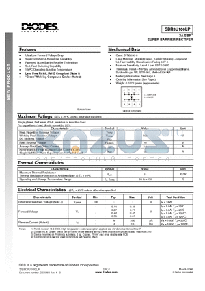 SBR3U100LP datasheet - 3A SBR^ SUPER BARRIER RECTIFER