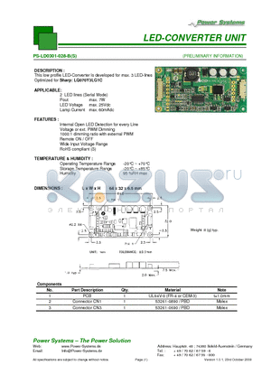 PS-LD0301-028-BS datasheet - LED-CONVERTER UNIT