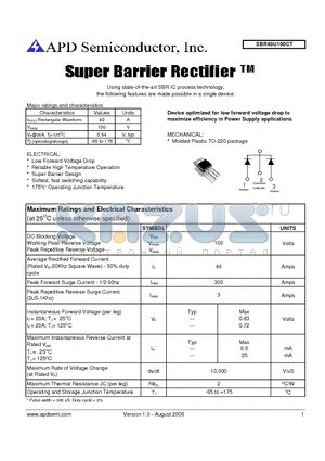 SBR40U100CT datasheet - Super barrier rectifier