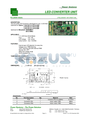 PS-LD0301-032 datasheet - LED-CONVERTER UNIT