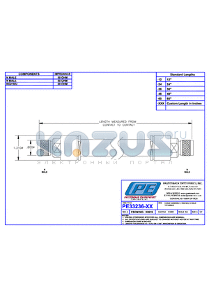 PE33236 datasheet - CABLE ASSEMBLY RG218/U N MALE TO N MALE TO N MALE