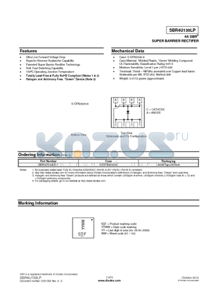 SBR4U130LP-7 datasheet - SUPER BARRIER RECTIFER