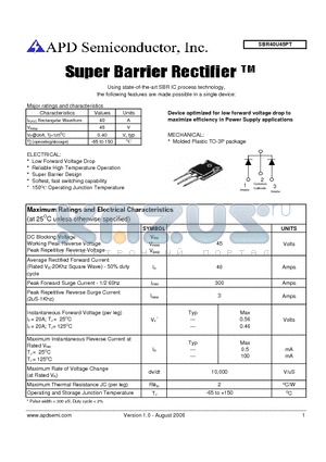 SBR40U45PT datasheet - Super barrier rectifier