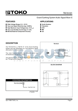 TK15121MTL datasheet - Grand Earthing System Audio Signal Mute IC