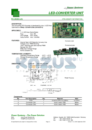 PS-LD0304-1 datasheet - LED-CONVERTER UNIT