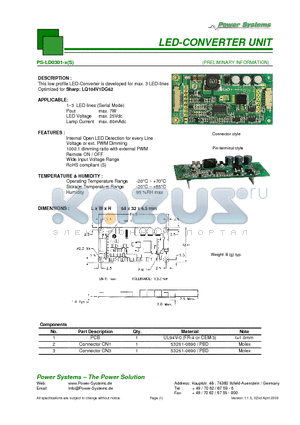 PS-LD0301-1S datasheet - LED-CONVERTER UNIT